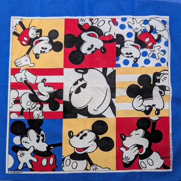 Disney Mickey Mouse Handkerchief Scarf Bandana Red Blue USA By J.A. Woronowicz - Picture 5 of 10
